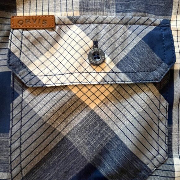 ORVIS Mens Large short sleeve shirt blue plaid - Picture 2 of 5